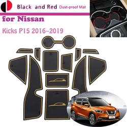 Rubber Door Groove Mat for Nissan Kicks P15 2016~2019 2017 2018 Cushion Gate Storage Slot Coaster Dust-proof Car Sticke Rug Auto