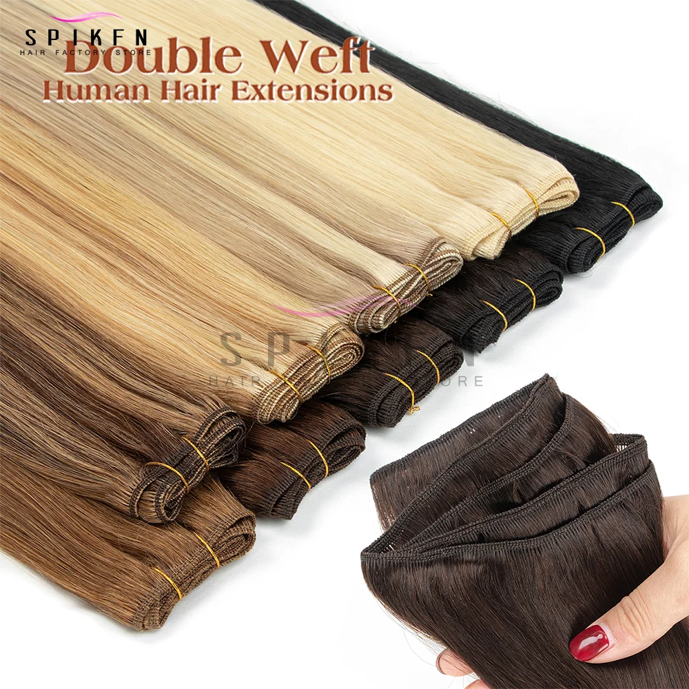 10가지 색상의 인모 엮임 머리카락, 더블 웨프트, 천연 금발 인모 번들 50g, 12-24인치, 내추럴 블랙, 브라운 블론드