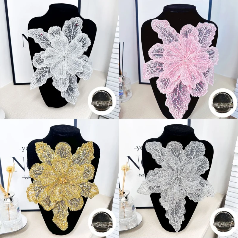 New Colorful Fabric Corsage DIY Sequin Beaded Decor Lace Patches Multi Layered Clothing Accessory High Quality Home Handicrafts