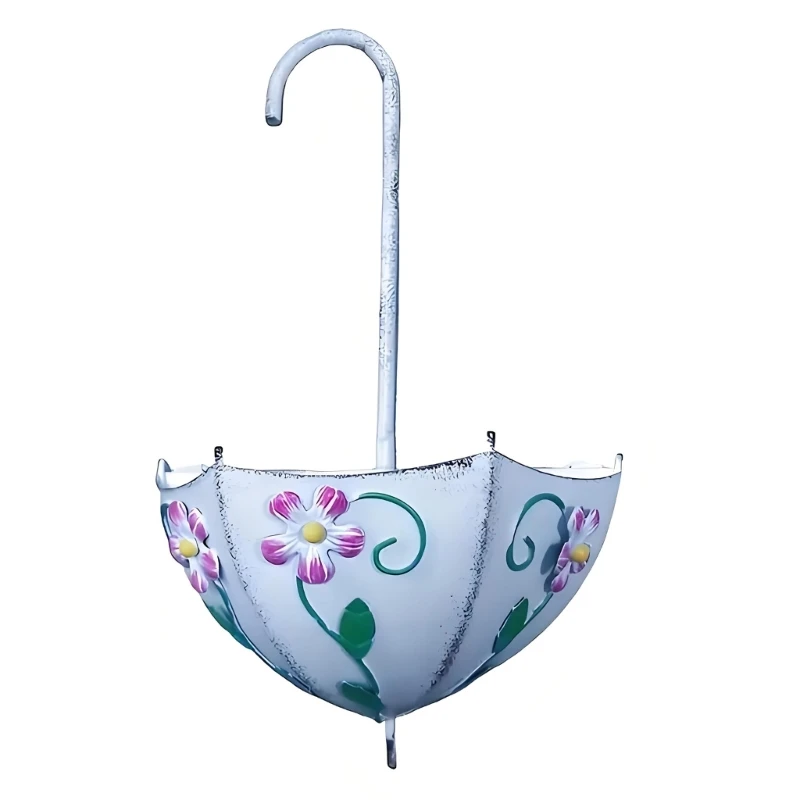 Beautiful Ornamentals Wall Planter Umbrella Unique Shape Metal Planter Basket Suitable For Indoor Outdoor Decoration