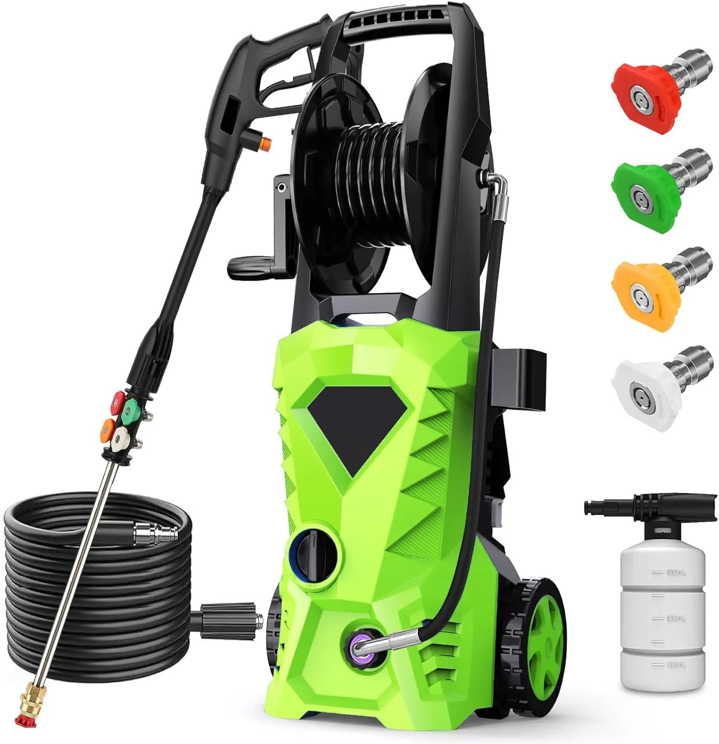 

High - Power Electric Pressure Washer for Home, Car and Fence Cleaning, 5000PSI, 2.7GPM, Light Green