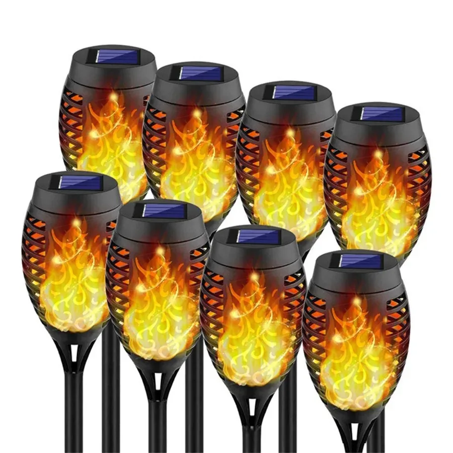 Waterproof Solar Led Flame Torch Light Outdoor 1/2/4/6pcs Path Yard Patio Landscape Lawn Lamps for Garden Courtyard Decoration