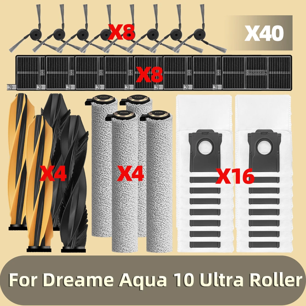 Fit For Dreame Aqua 10 Ultra Roller Main Side Brush Filter Hepa Mop Pad Cloth Bag Accessories Replacement Spare Parts