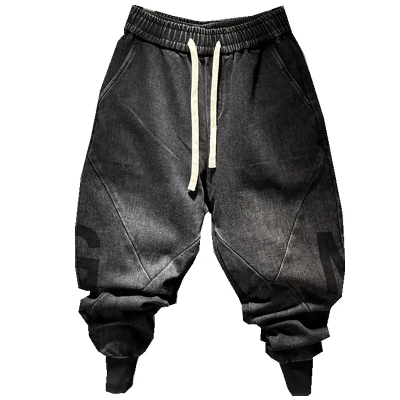 Owen Seak Men Casual Cargo Harem กางเกง High Street Hip Hop ความยาวเสื้อผ้าผู้ชาย Sweatpants ฤดูใบไม้ร่วงฤดูหนาวสีดําขนาดใหญ่