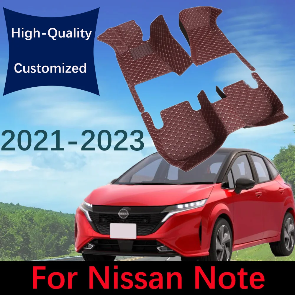 Custom Leather Car Floor Mats For Nissan Note e-Power 2021 2022 2023 Automobile Carpet Rugs Foot Pads Interior Accessories