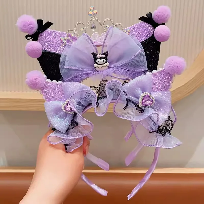 Kuromi Crown Headband Party Headwear Amusement Park Hair Hoop Fish Scale Sequin Birthday Headband Diamond DIY Decoration