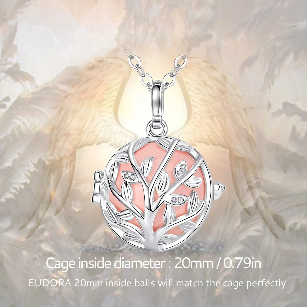 Eudora Bola De Grossesse Necklace 20mm Ball Tree of Life Angel Caller Baby Musical Bola Pendant Pregnancy DIY Jewelry for Women