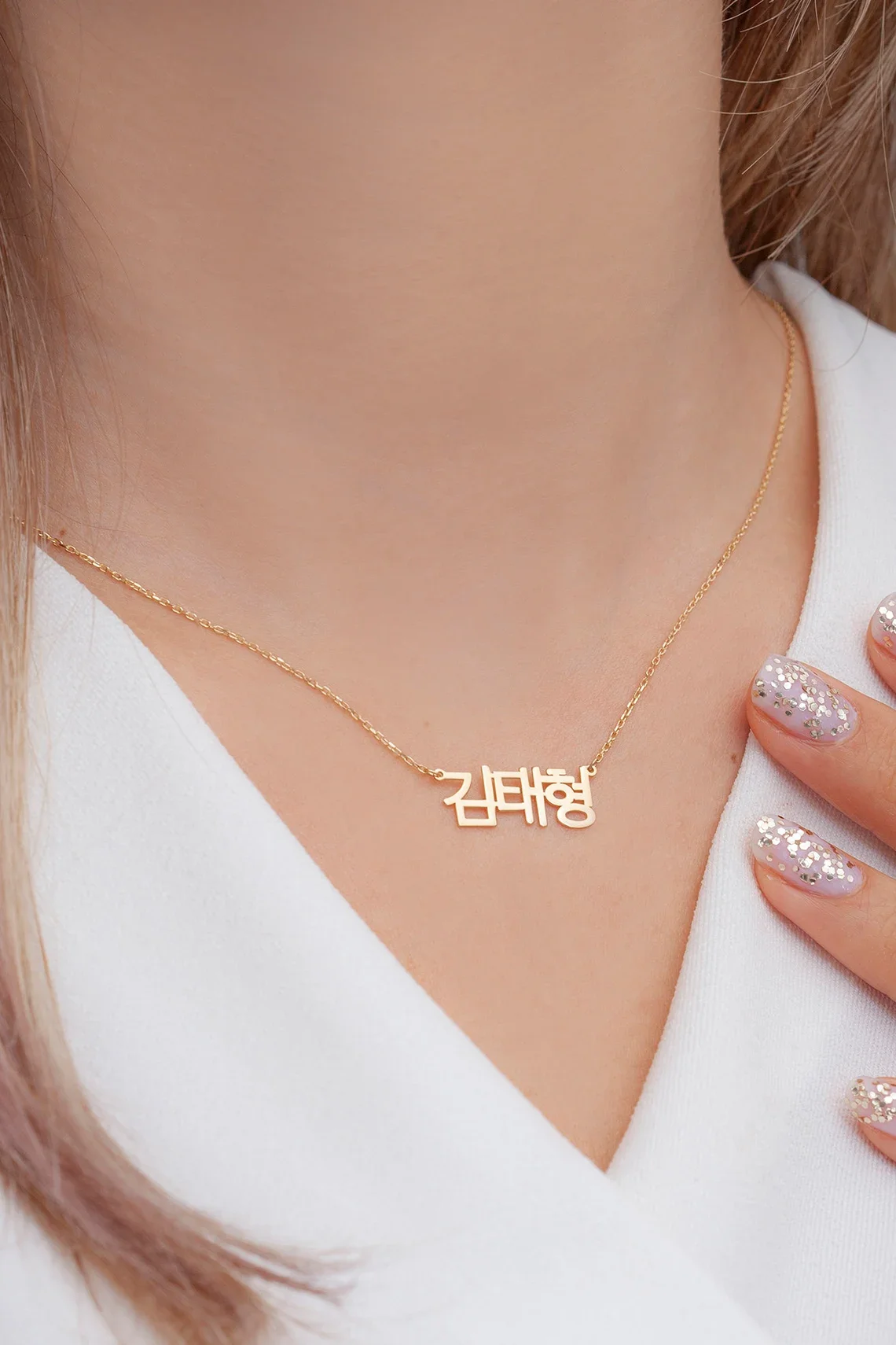 Personalized Korean name Necklace  Hanja Letter Jewelry   Hangul  Name  Necklace Stainless Steel Women  Nameplate