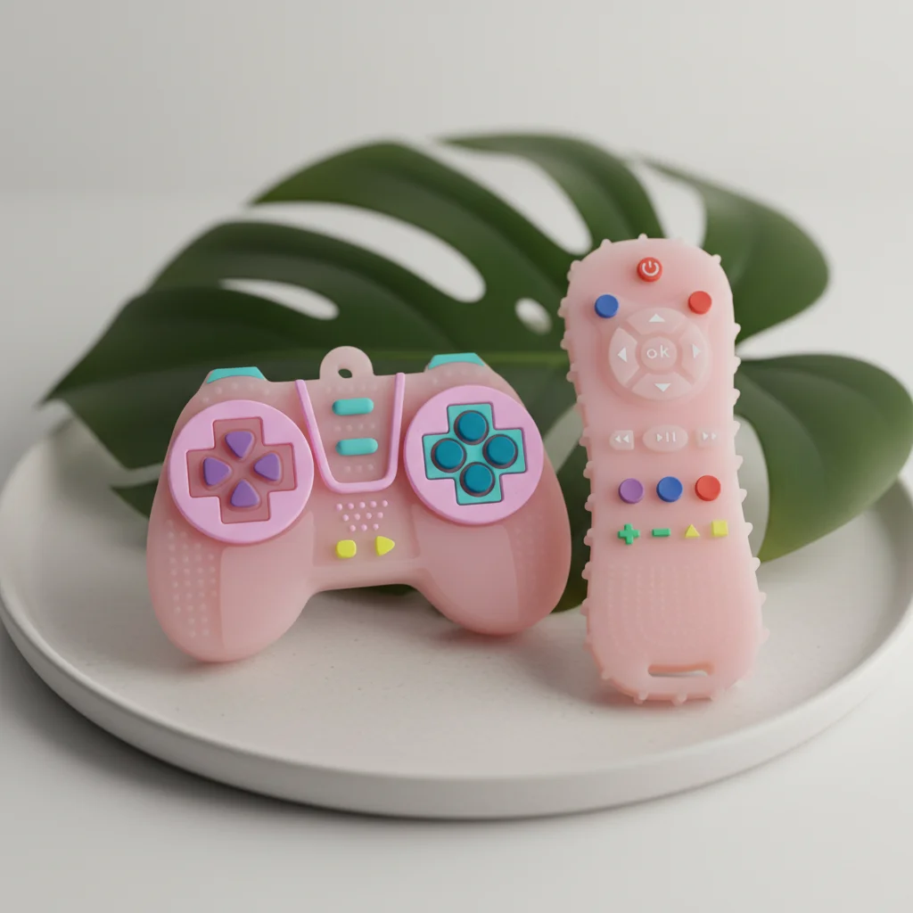 Silicone Toy for Baby, 2Pcs BPA Free Game Controller Remote Teether for Toddlers