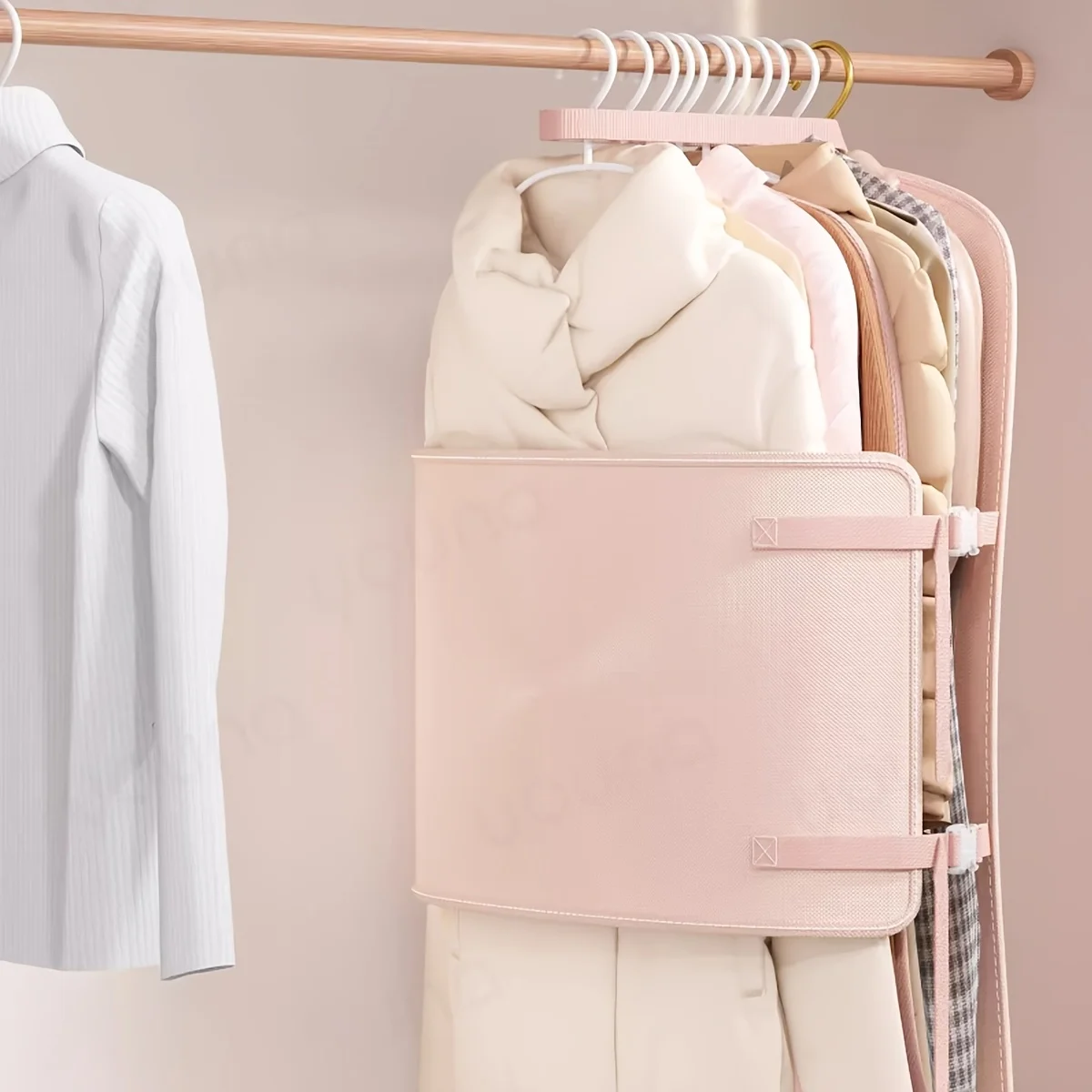 1pc wardrobe compression storage board storage artifact foldable hanging fabric down jacket storage bag polyester travel storage