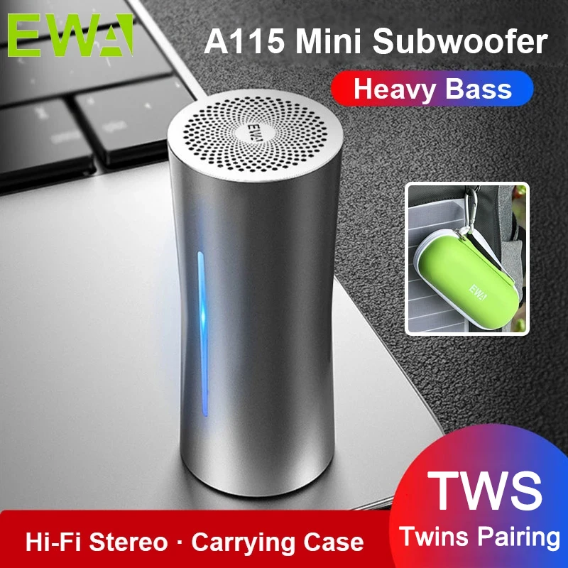 EWA Portable Wireless Speaker Bluetooth 5.0 Outdoor Sport HIFI TWS Speaker 5W 6000mAh Stereo Bass Speaker MP3 Player Subwoofer