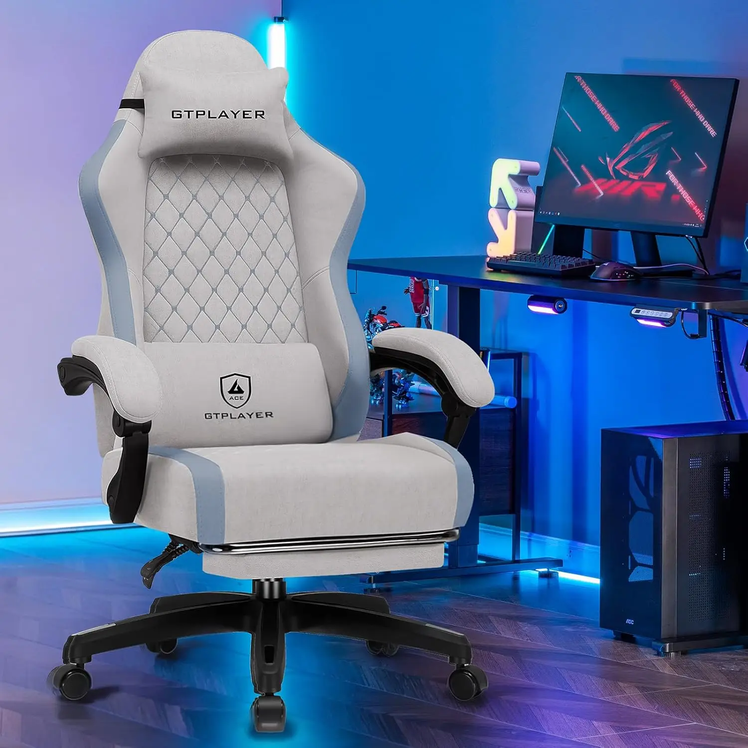 Silla para juegos, silla ergonómica para computadora con reposapiés y soporte lumbar, silla reclinable de respaldo alto de 350 libras, altura ajustable para oficina en casa