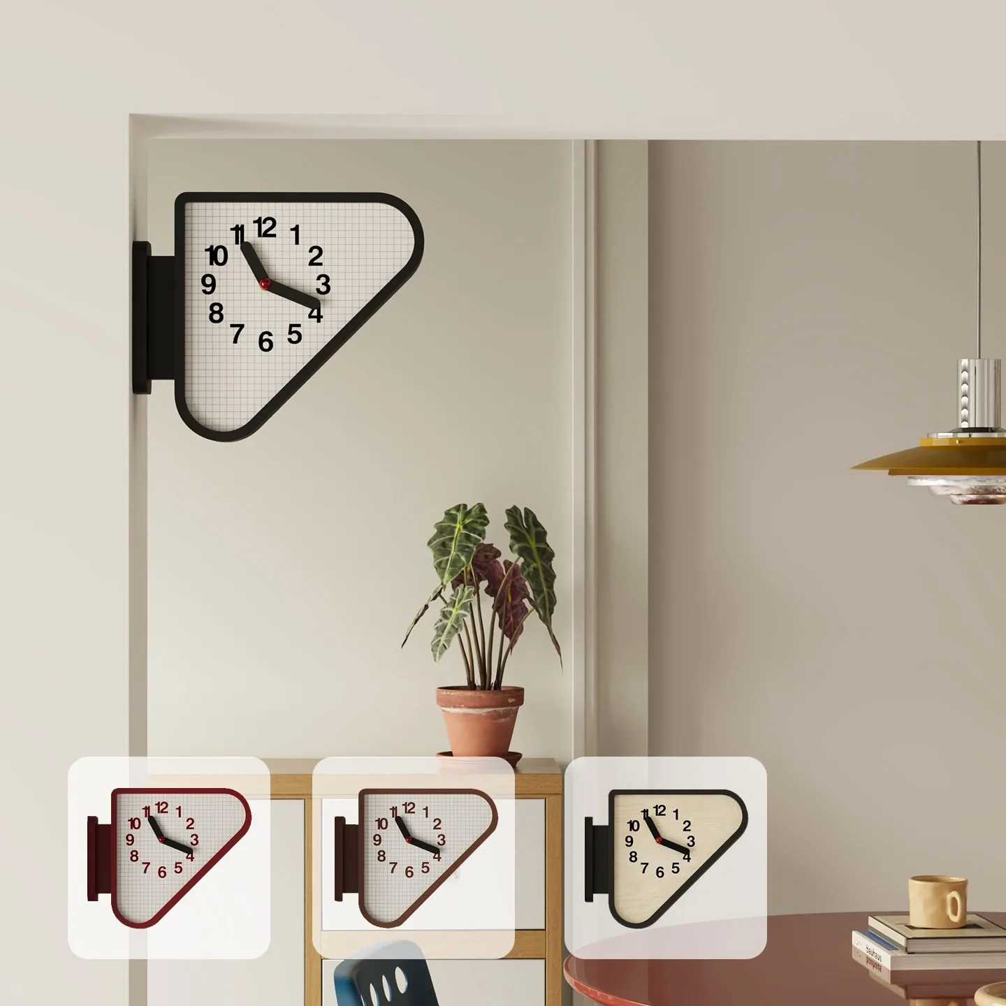 Classical Living Room Wall Clocks Triangle Double-sided Silent Wall Clock Bedroom Study Room Corner Wall Watch Art Home Decor