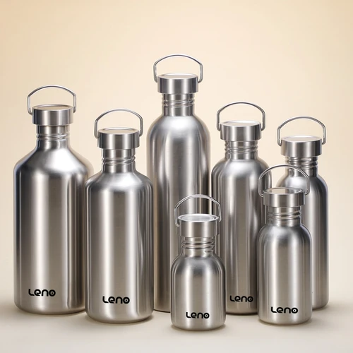 Imagen 1 del producto Botella de agua de acero inoxidable de 350-2000ml, frascos de vacío de boca grande de gran capacidad de una sola pared con tapa, artículos para beber para ciclismo y deportes