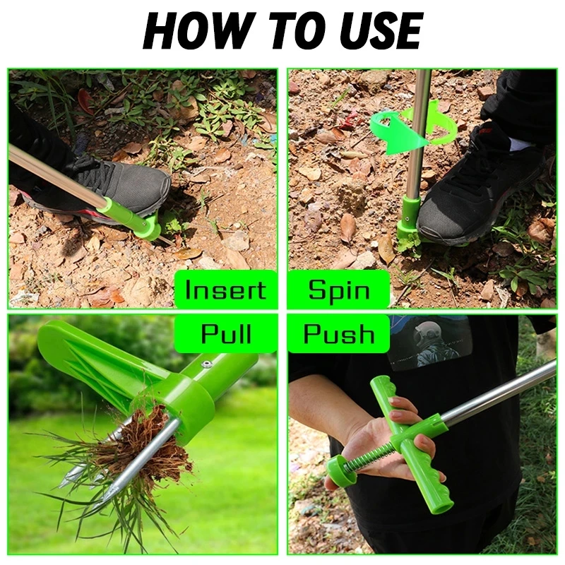 Root Remover Outdoor Weeder Portable Manual Garden Lawn Long Handled Aluminum Stand Up Weed Puller Lightweight with Foot Pedal