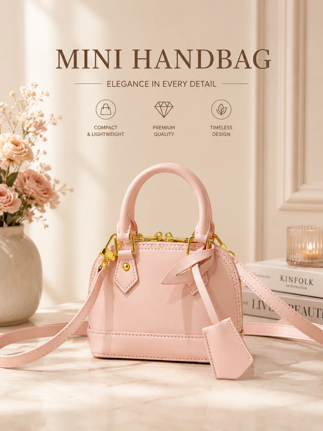 

2026 Fashion New Luxury Style Women's Bag 18X12X8CM Pink Portable Embossed Shell Bag Handbag Accessories with No Box