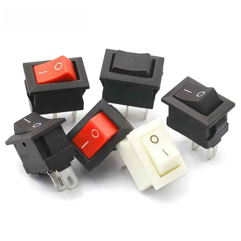 10/50/100PCS Przełącznik przyciskowy 10x15mm SPST 2Pin 3A 250V KCD11 Zatrzaskowy przełącznik kołyskowy włączania/wyłączania 10MM*15MM Czarny Czerwony i Biały — zdjęcie 2