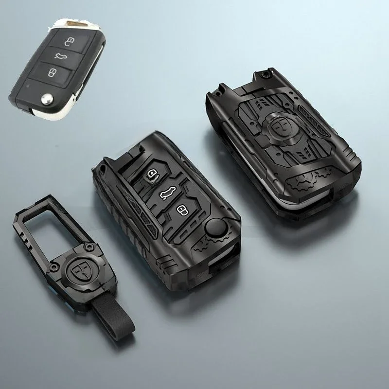 Auto Zink legierung Flip Key Case Halter Abdeckung Kette für VW Volkswagen Tiguan Polo Golf 6 7