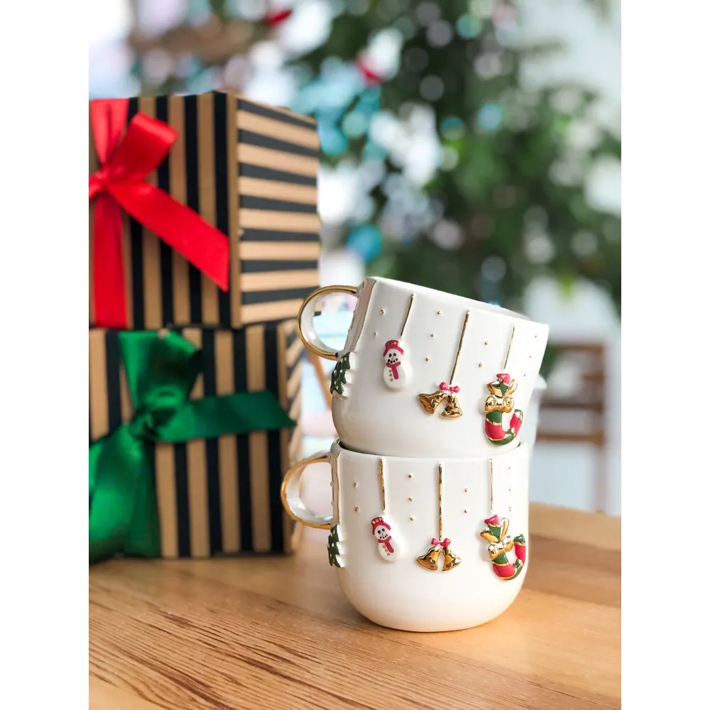 

✨Completely handmade christmas special coffee mug 300ml mug 24k gold decor discounted✨