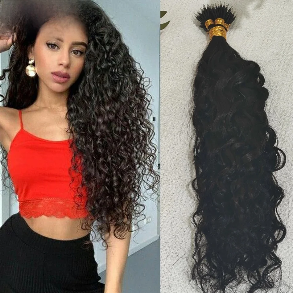 OCGK Water Wave Nano Ring Hair Extensions Echt haar Micro Bead Hair Extensions 100% echt menselijk haar Natuurlijk zwart - afbeelding 2