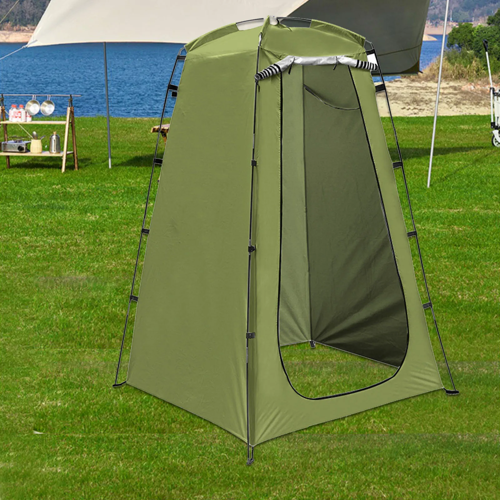 Carpa de ducha para camping, carpa de baño lateral para coche, inodoro con puerta, vestidor portátil, refugio de privacidad para camión, RV, coche, baño exterior
