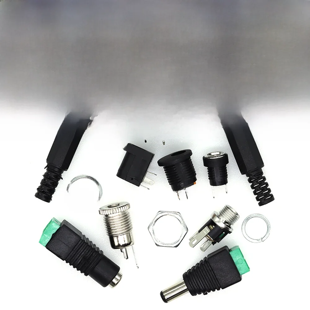 10 sztuk złącze zasilania DC pin 2.1x5.5mm Fe wtyk męski + wtyk męski gniazdo typu Jack Adapter do montażu PCB Adapter DIY złącze 2.5X5.5 — zdjęcie 2