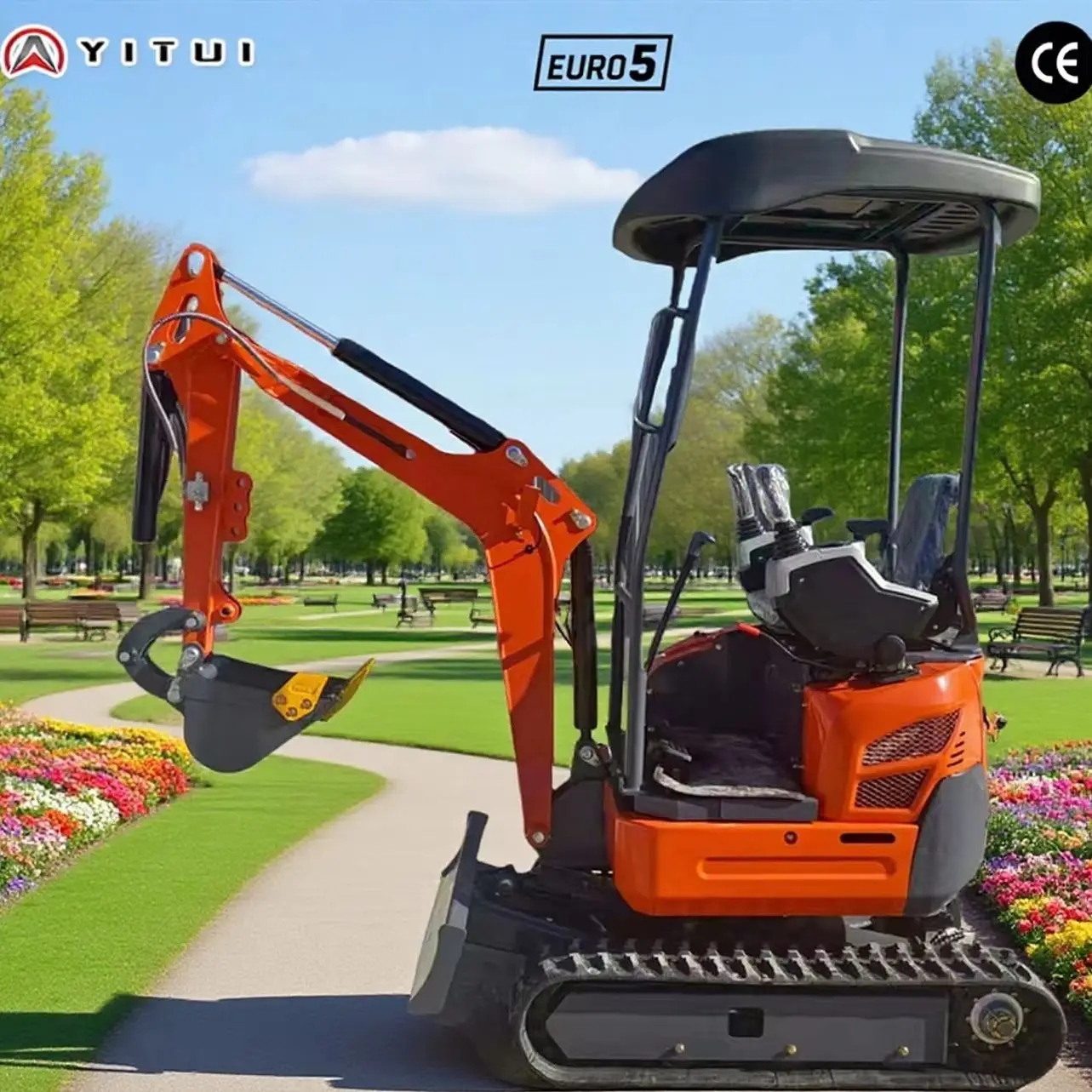 

1,5-тонный мини-экскаватор для домашнего использования с двигателем Epa Euro 5, гусеничный мини-экскаватор с индивидуальными аксессуарами в комплекте