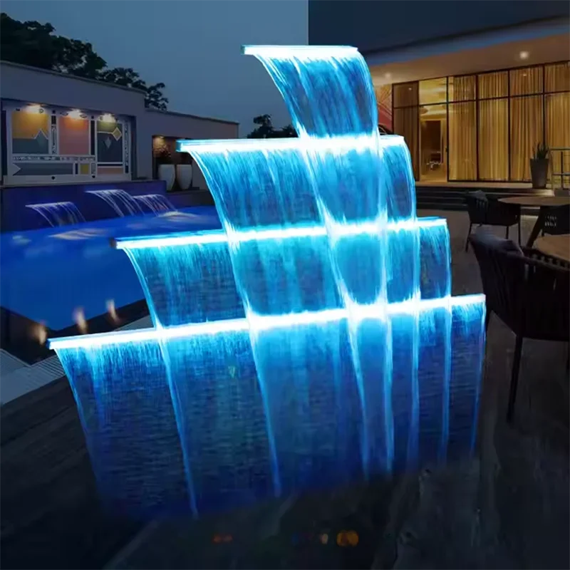 NONE 60/90/120CM Rgb Led rideau d'eau de descente d'eau cascade fontaine pour paysage jardin piscine 3