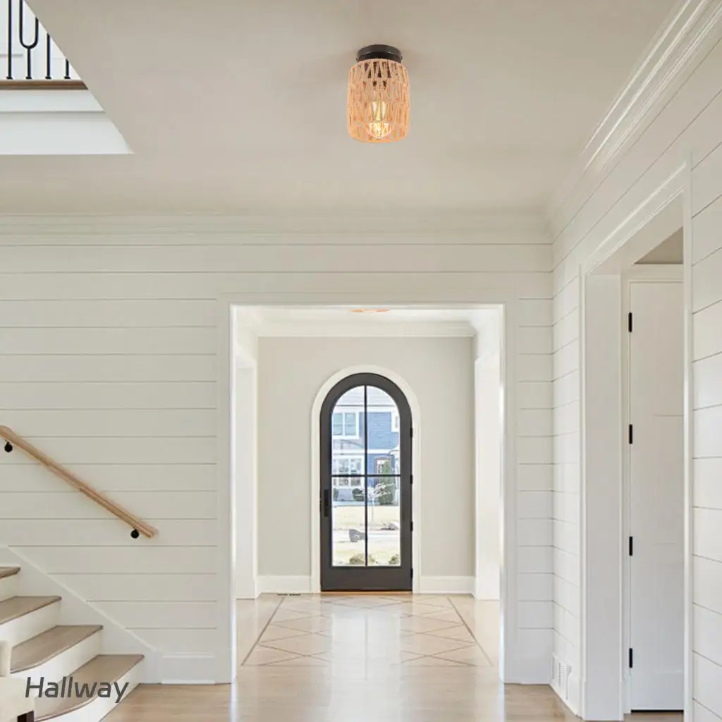 

Потолочный светильник ручной работы из ротанга в богемном стиле — подвеска в деревенском стиле для фермерского дома, легкое крепление, идеально подходит для лампочки в комплект не входят E27