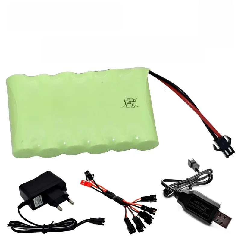 Akumulator NiMH AA 7,2 V, 4200 mAh, do zabawek RC, samochodzików, czołgów, robotów, pistoletów. Ulepszony zestaw akumulatorów 3000 mAh do łodzi RC, 7,2 V, akumulator ładowalny. — 2