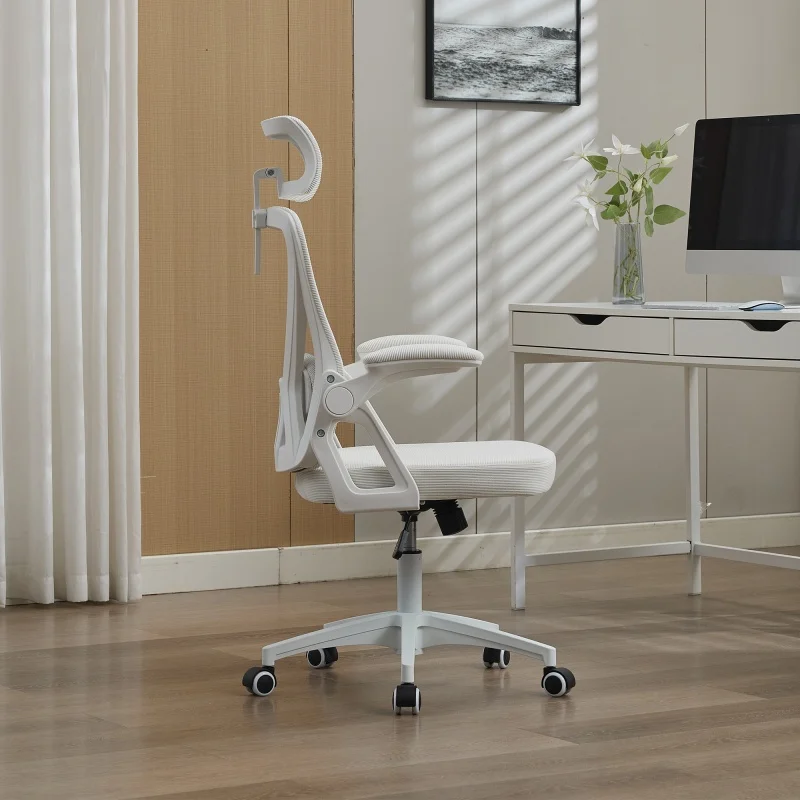Chaise de bureau ergonomique à dossier haut en mesh, avec soutien lombaire et appui-tête réglables, chaise d'ordinateur respirante en mesh pour le travail à domicile et au bureau