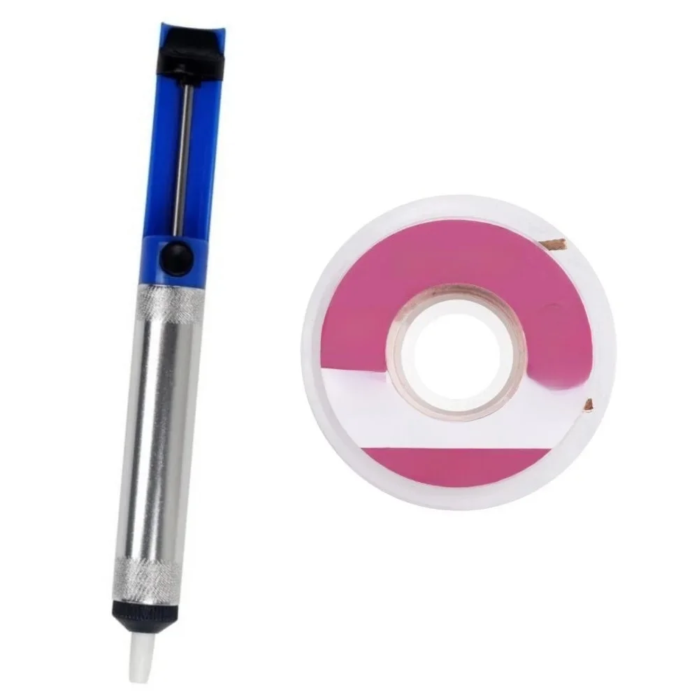 Pompe à dessouder en aluminium, stylo d'élimination de l'étain sous vide, bande tressée en maille, soudage en cuivre, dissolvant de soudure, outil de réparation Flux BGA