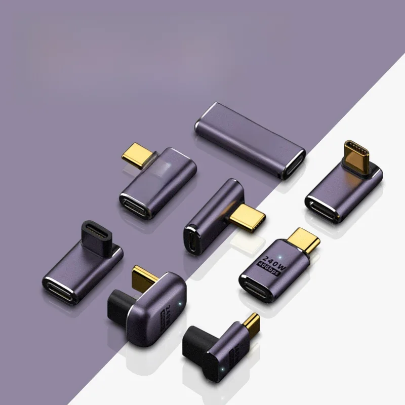 Ładowarka USB 4.0 PD 240W 8K 60Hz Złącze do Macbooka 40Gbps Szybki adapter USB C OTG w kształcie litery U z prostym kątem męskim na żeńskim — zdjęcie 2
