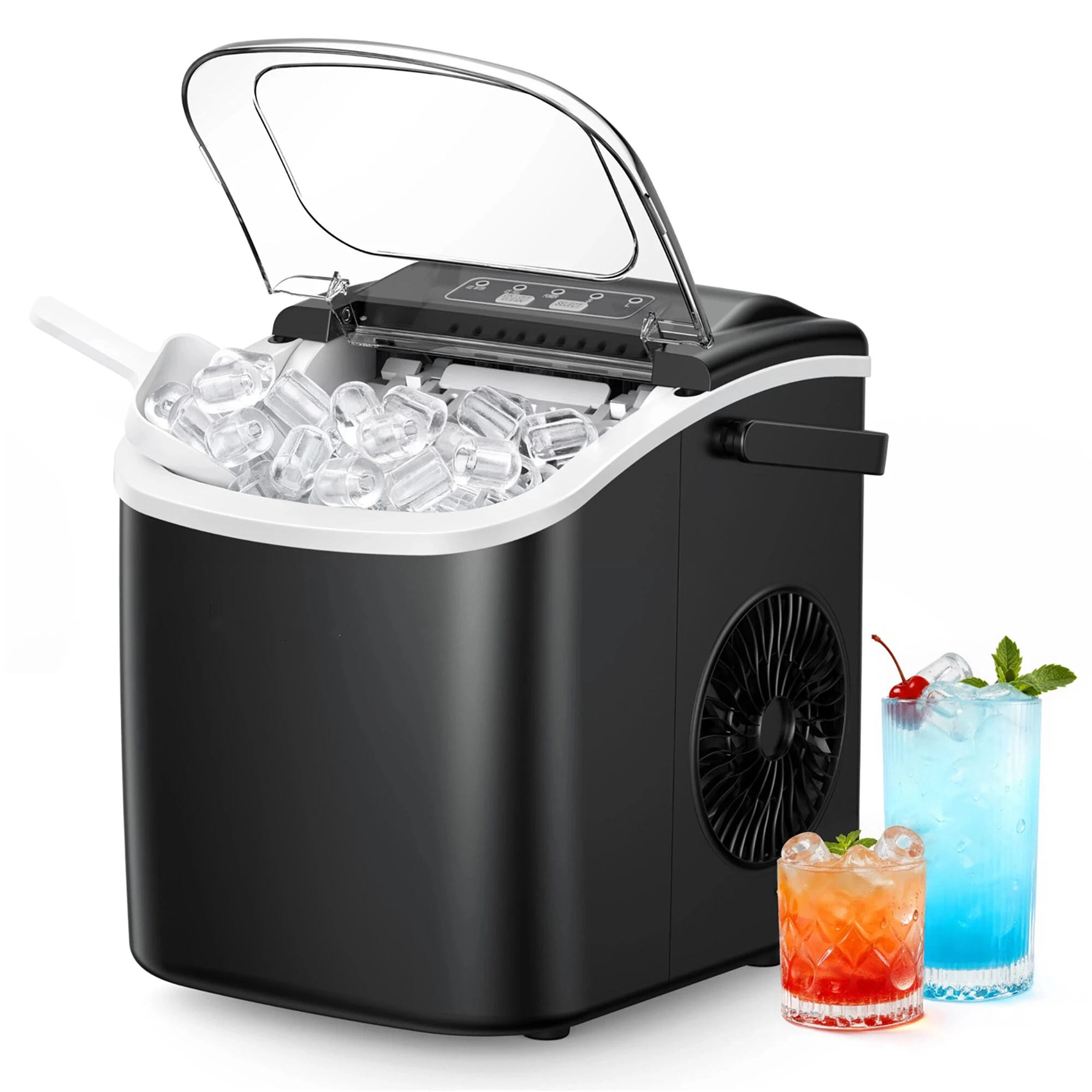 Eiswürfelmaschine 12KG/24H – 9 Eiswürfel in 6 Min, Selbstreinigend, Tragbare Mini Eiswürfelmaschine 1.2L, Leise Edelstahl Eismaschine für Küche, Büro, Camping