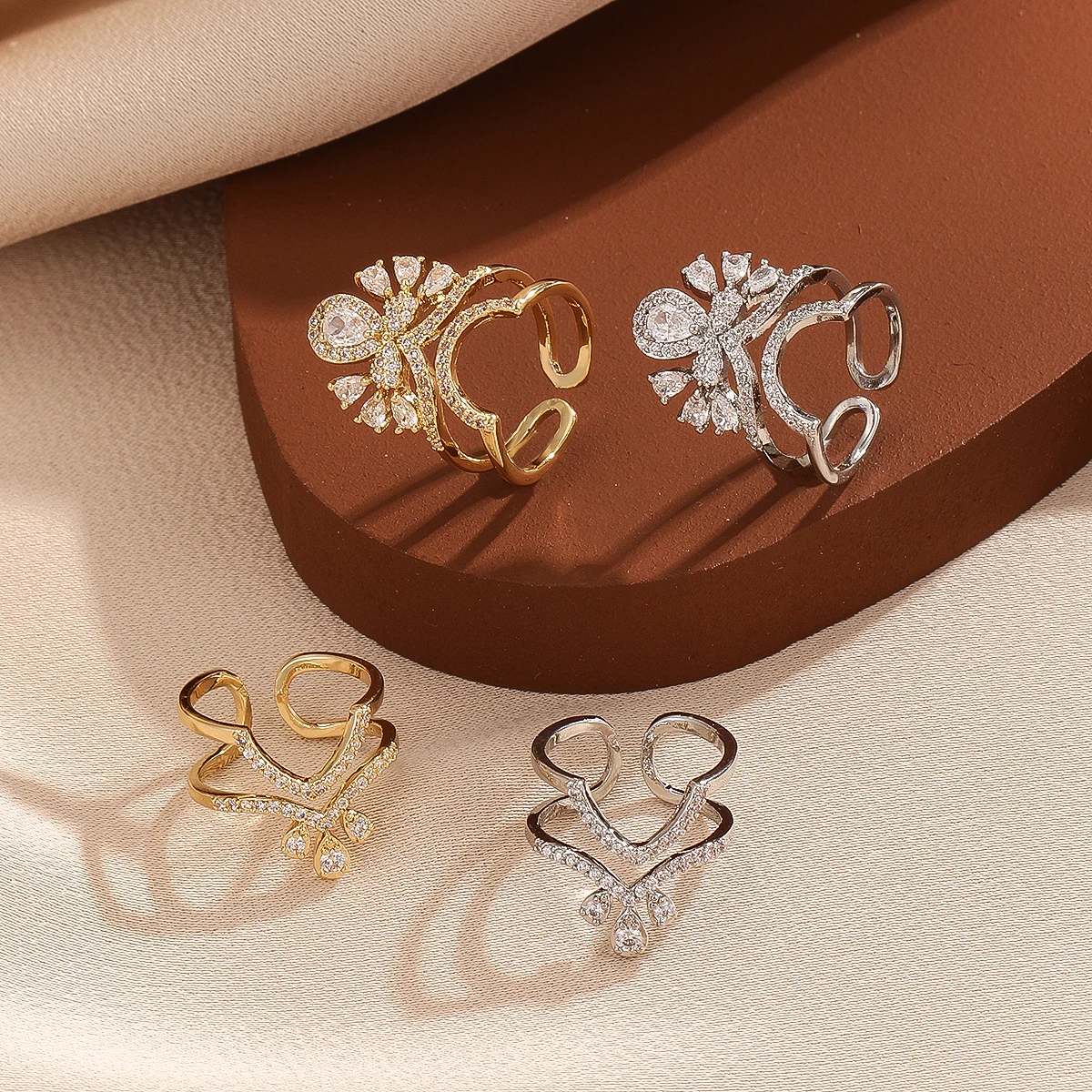 High-end Style Micro-inlaid Zircon Open Nail Art Wear For Women, Niche Design, Versatile Accessories For Banquets