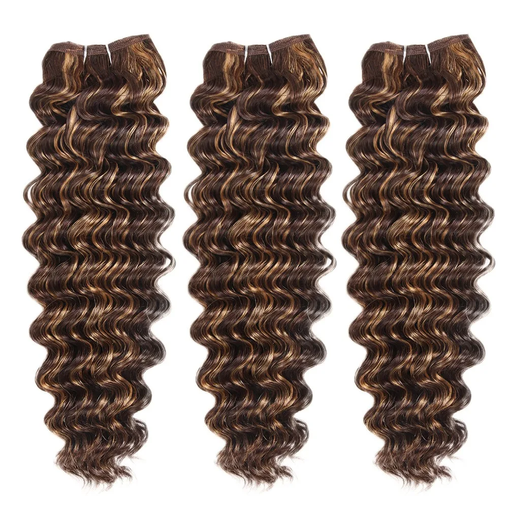 Tissage en lot Deep Wave naturel Remy, cheveux humains bouclés, non traités, 100%