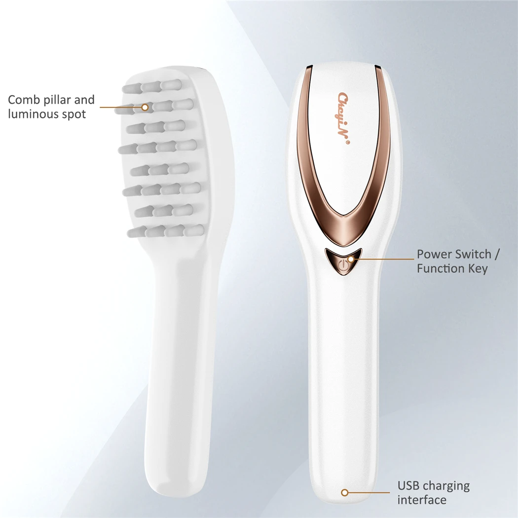 CkeyiN fototerapia vibrazione massaggio pettine spazzola per cuoio capelluto antistress collo schiena Anti perdita di capelli circolazione sanguigna con luce a LED