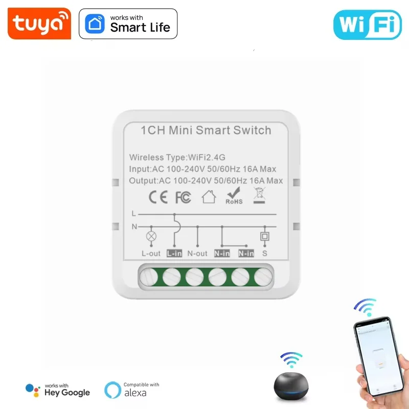 Tuya WiFi Smart Switch 16A  2-Way Compatible with Smart Life Alexa Google Home voice control