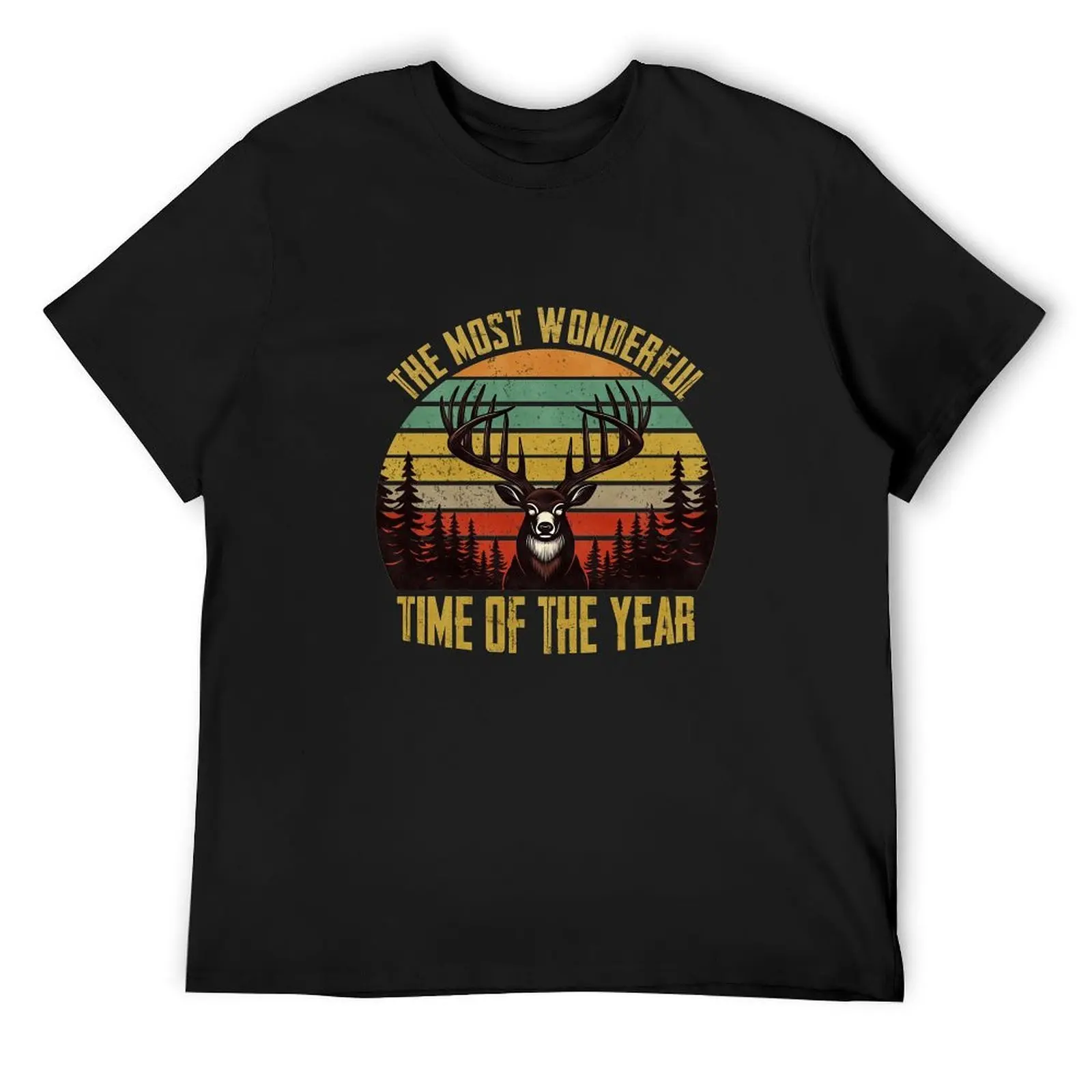 Buck Around And Find Out Hunter Deer Gun Retro Black T-Shirt Outdoor Adventure Mens Breathable Cotton Tee