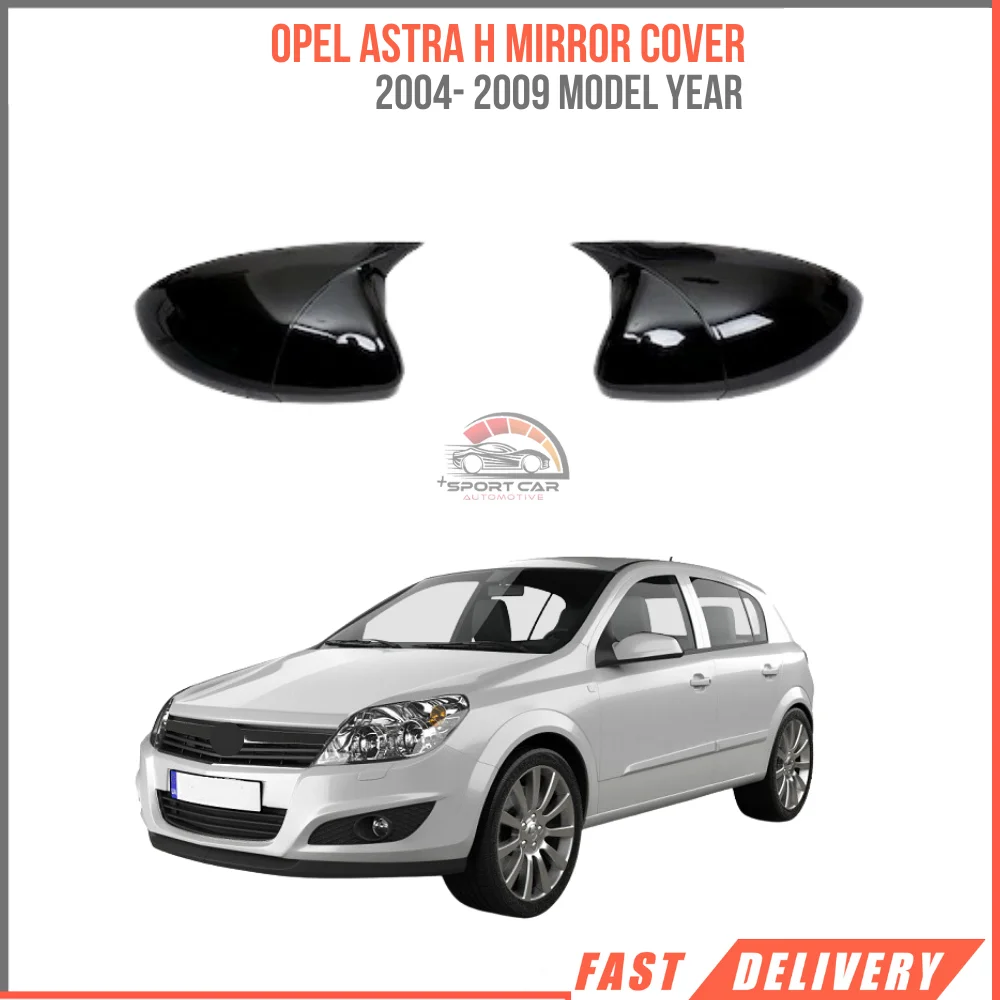 

Mirror cover for Opel Astra H, glossy black, 2004 2005 2006 2007 2008 2009, piano black, left and right-Free Shipping