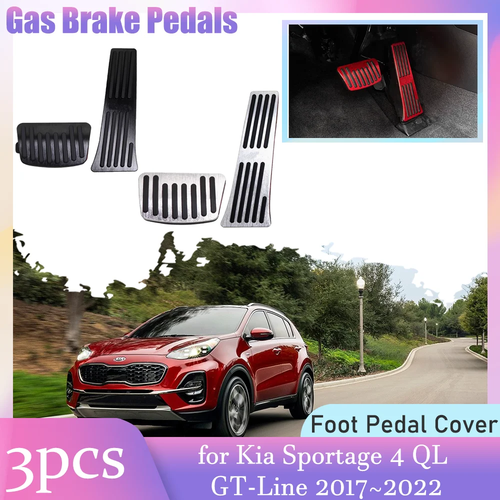 

Car Gas Brake Pedals for Kia Sportage 4 QL GT-Line 2017~2022 2018 2019 Anti-Slip Alloy Rest Clutch Foot Pedal Cover Accessories