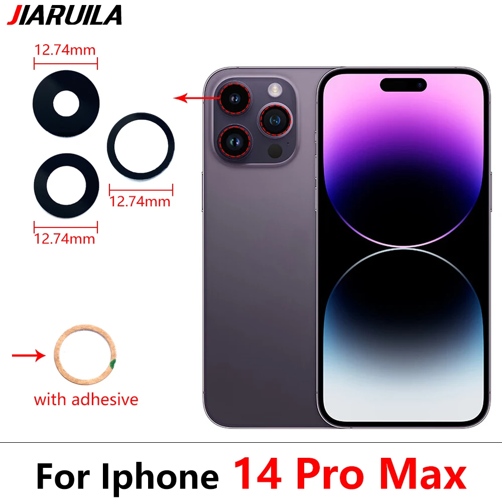 Lensa kaca kamera belakang IPhone 14 Pro Max/IPhone 14 Plus, kamera kaca dengan lem stiker perekat