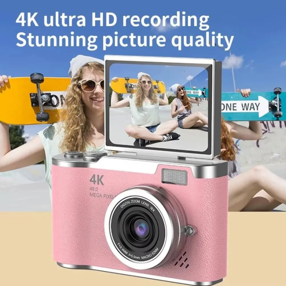 كاميرا رقمية جديدة 4K CCD 8X تكبير رقمي بدقة 48 ميجابكسل كاميرا تصوير رقمية محمولة مدمجة 180 ° كاميرا سيلفي بشاشة قلابة #4
