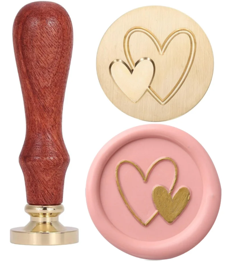 

Heart Wax Seal Stamp with Handle, Decorating on Party Invitations Envelope Letter Gift、Wine Packages Valentine Card Seals