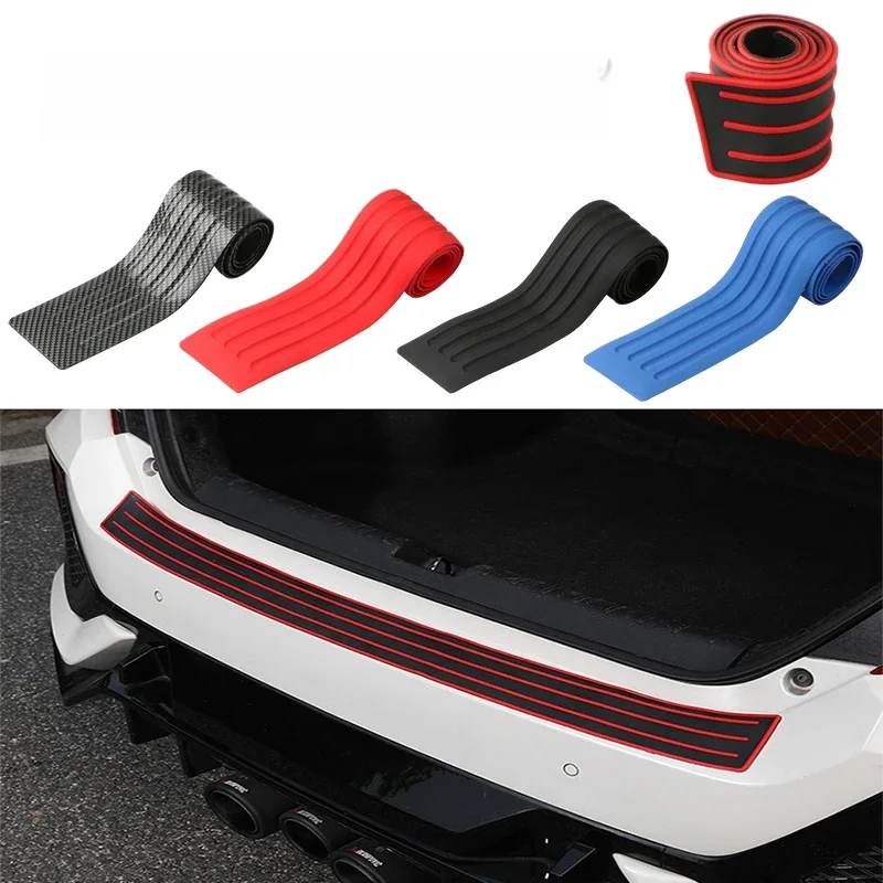 Bandes universelles de protection de porte de coffre de voiture en Fiber de carbone, protection de plaque de seuil, protection de pare-chocs arrière, moulures en caoutchouc, bande de revêtement