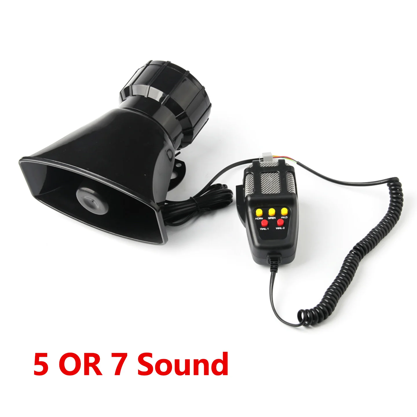 5/7 Sound Car Alarm Horn DC 12V 100W 125dB with MIC Loud Motorcycle Siren Vehicle SUV Warning Loudspeaker Plastic Police Firemen