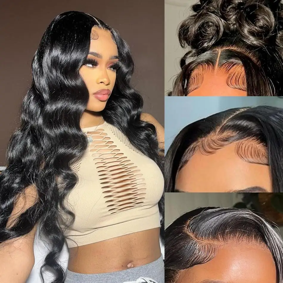 Lace Frontal Wig HD 100% Natural Body Wave Human Hair Transparent Brazilian PrePlucked Wigs For Women Choice Wavy Cheap Wig