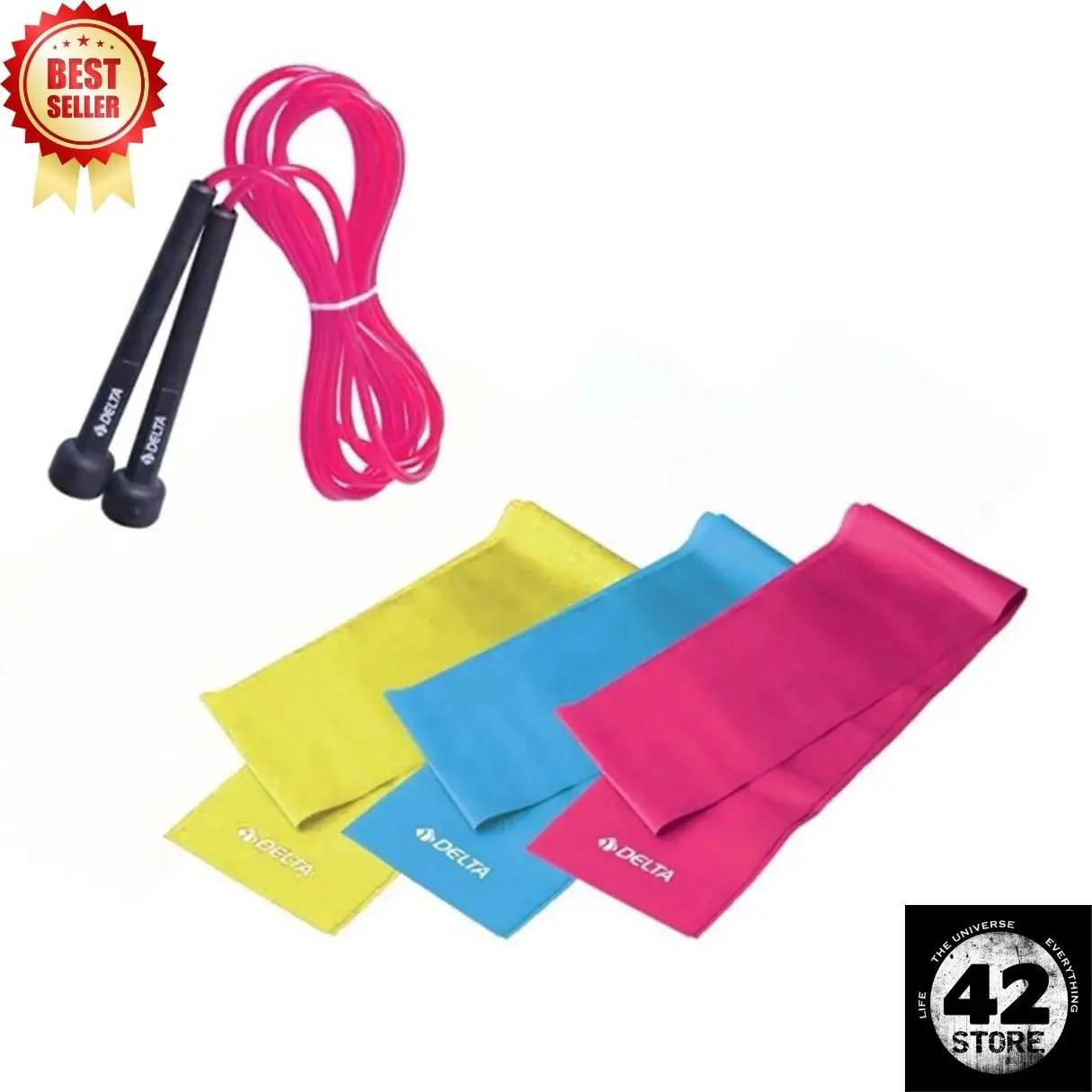 90 x 7.5 cm 3-Piece Pilates Band Elastic Jump Rope Set of 4