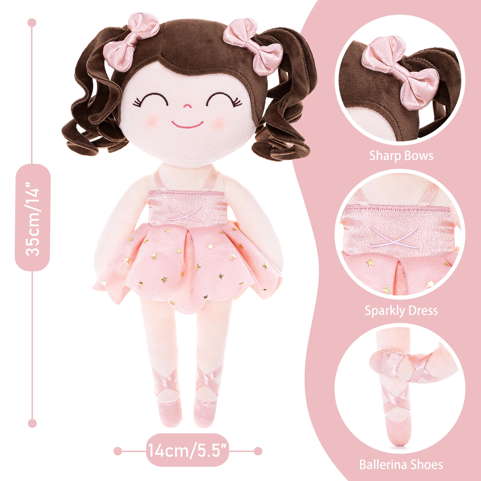 Cuddly Ballet Doll with Pink Shiny Dress, Ideal for Photography Moments