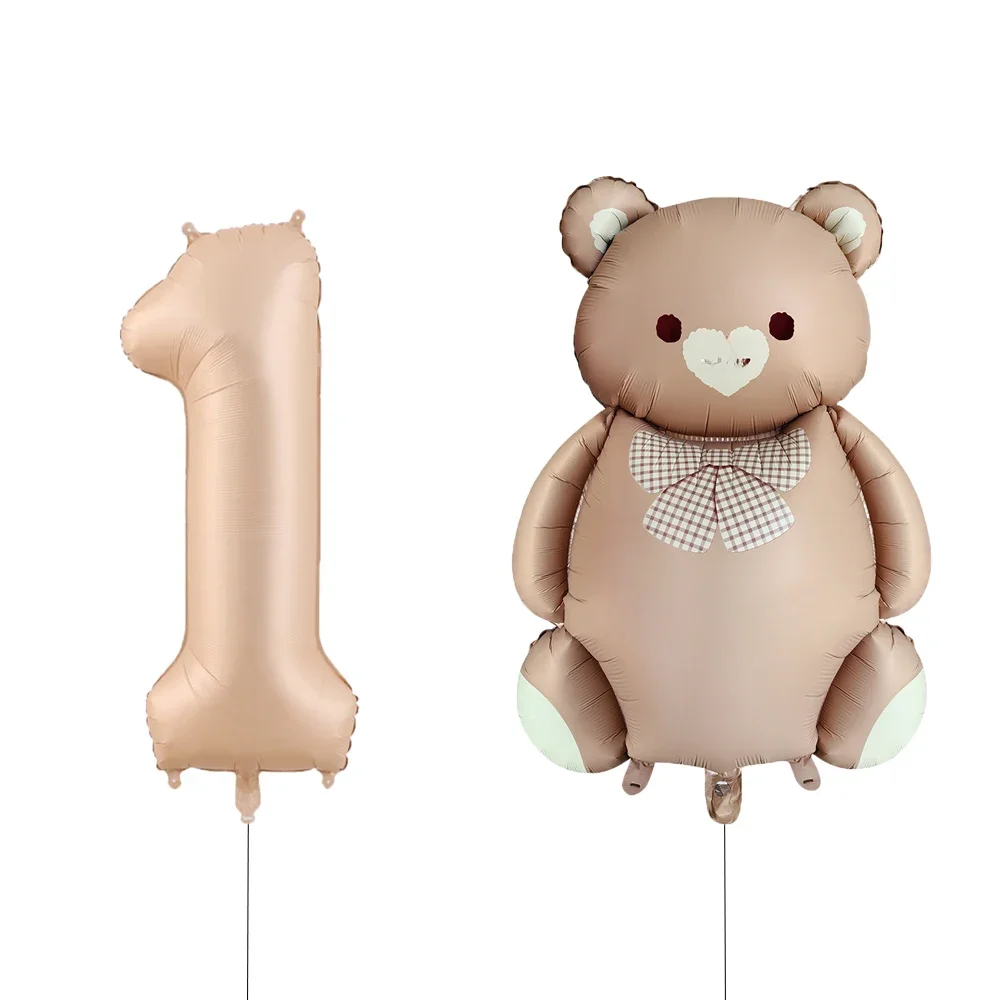 Autocollants de nom personnalisés pour ballons d'anniversaire, beige crème, beige, caramel, numéro 0-9, décor de fête des travailleurs, 1 ensemble
